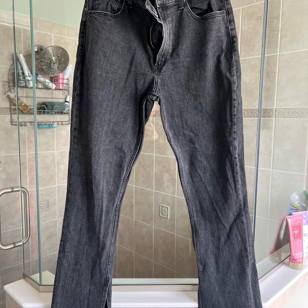 Abercrombie & Fitch Dark Gray Straight Jeans with Inner Split Hem